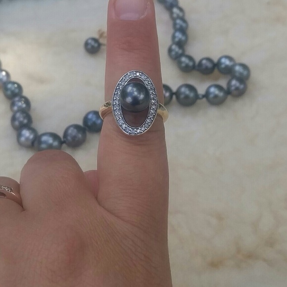 Black Tahitian Pearl set - Picture 2 of 4